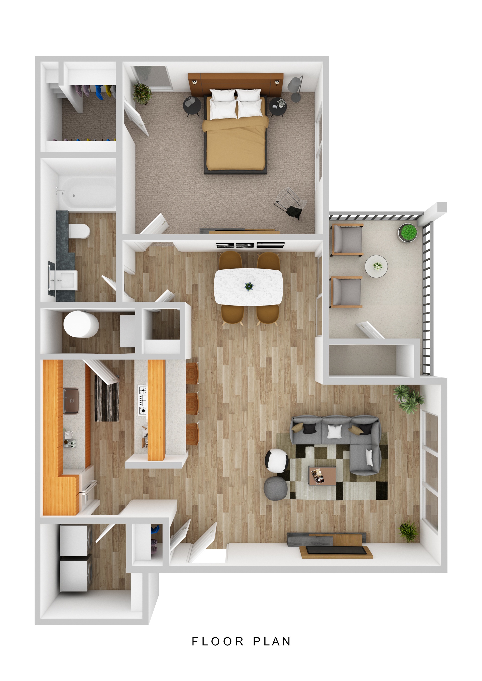 Floor plan for 1 bed, 1 bath, 850 sqft